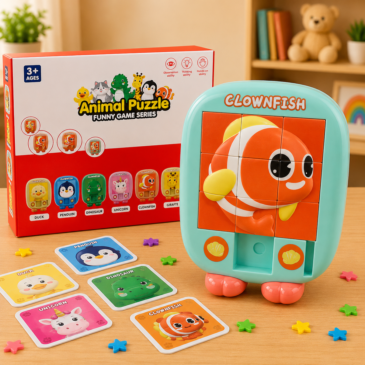 Animal Sliding Puzzle Board Game For Kids (Random Design | 761-14)