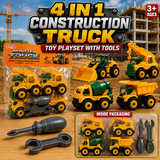 4 In 1 Construction Truck Toy Playset with Tools (90035-MR)