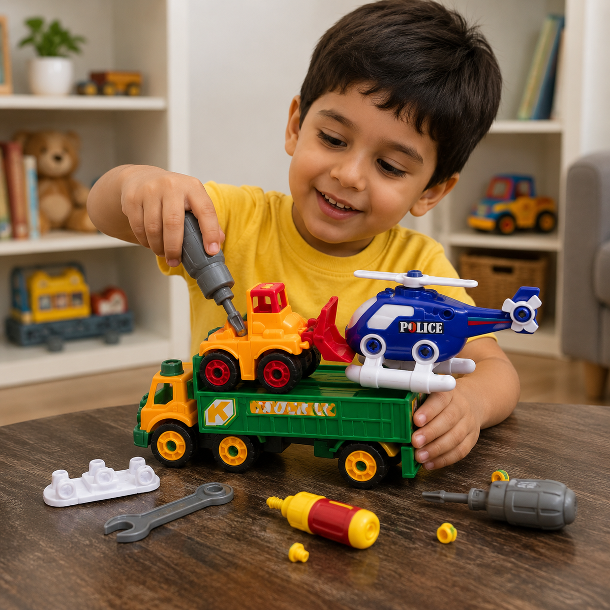 3 In 1 Engineering Vehicle Toy Playset With Tools (88816-MR)
