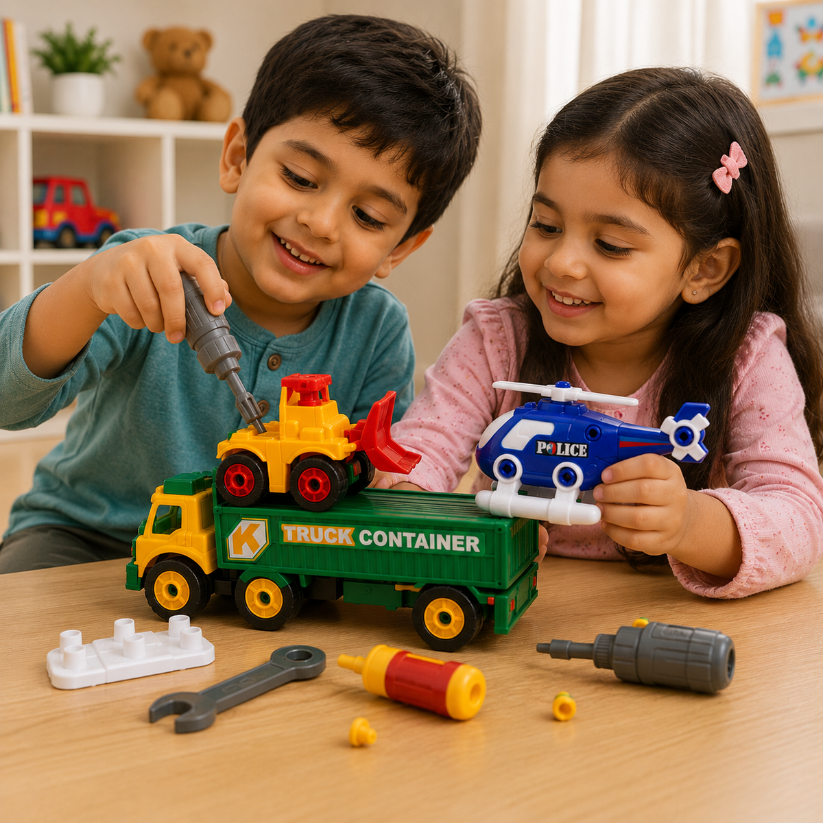 3 In 1 Engineering Vehicle Toy Playset With Tools (88816-MR)