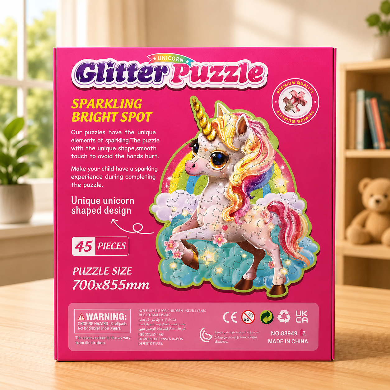 45 Pcs Unicorn Glitter Puzzle For Kids (88949)