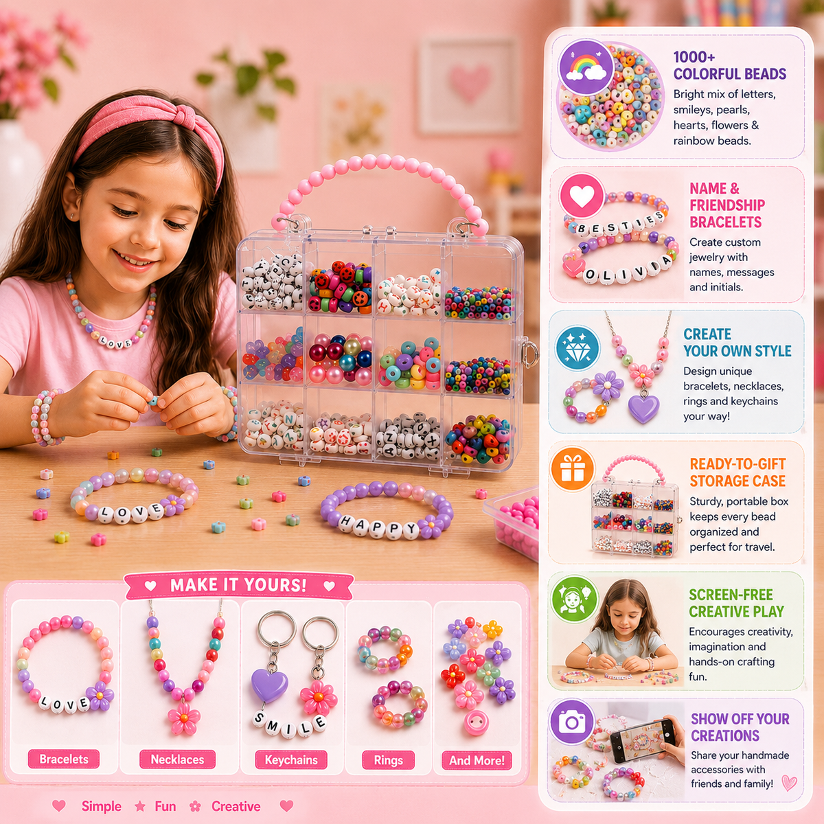 DIY Beading Jewelry Making Kit for Kids (610-32D)