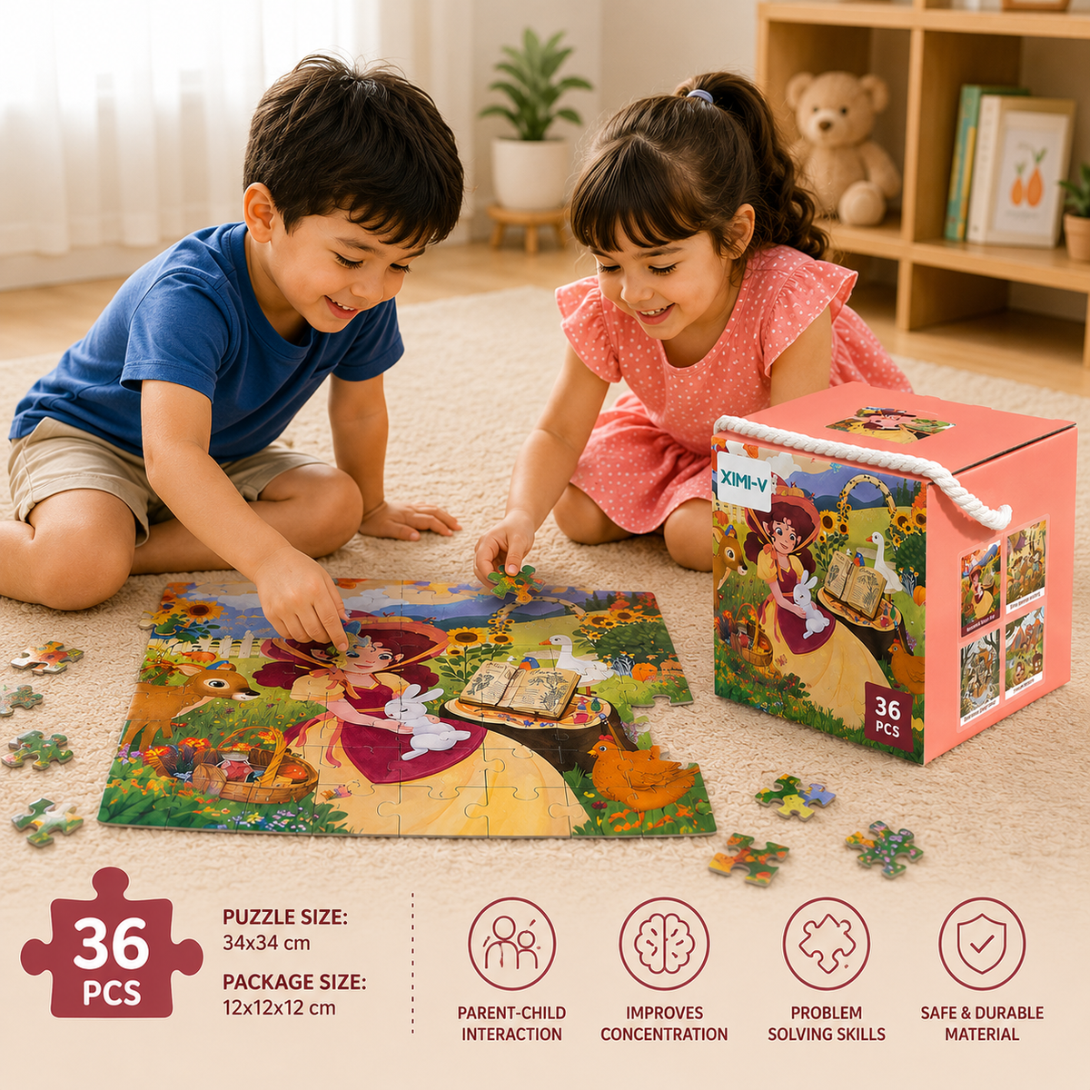 36 Pcs Wonderful Flower Fate Puzzle for Kids (88588)