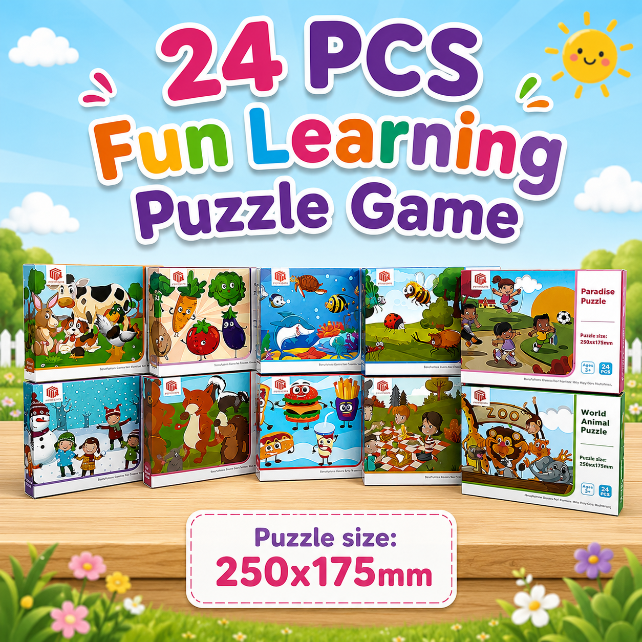 24 pcs educational puzzle game for kids colorful learning jigsaw puzzle toy