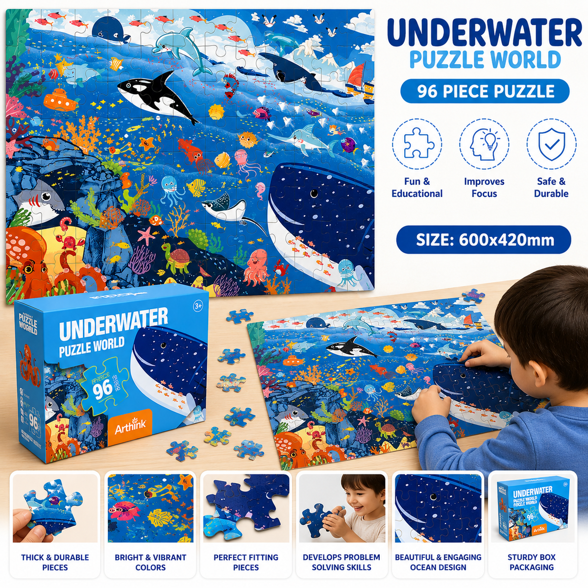 96 Pcs Animal Puzzle Set for Kids (Random | AK2105)
