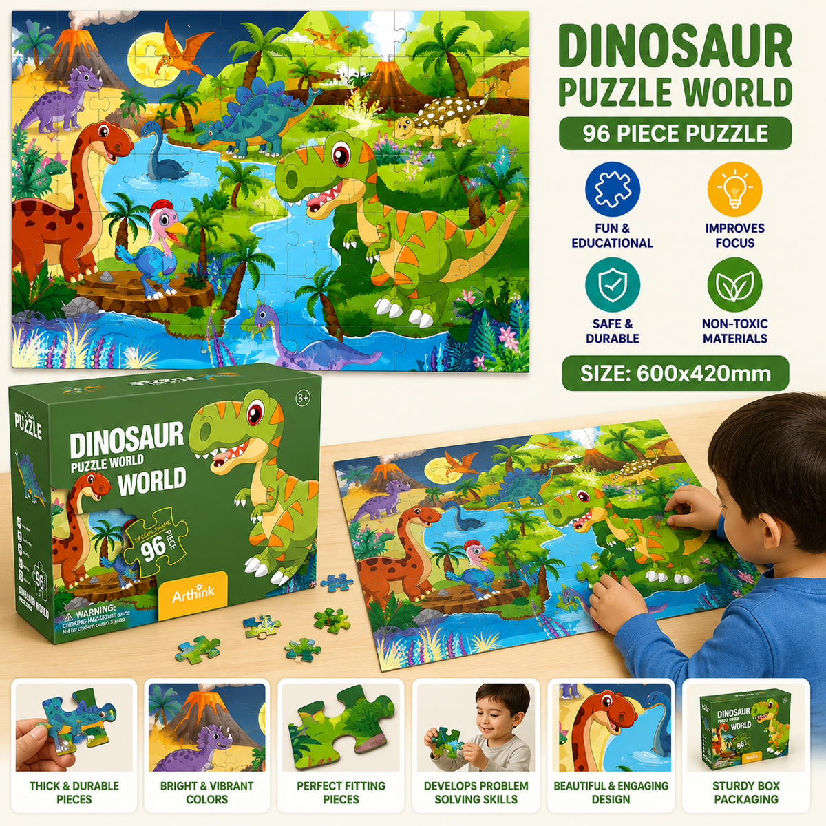 96 Pcs Animal Puzzle Set for Kids (Random | AK2105)