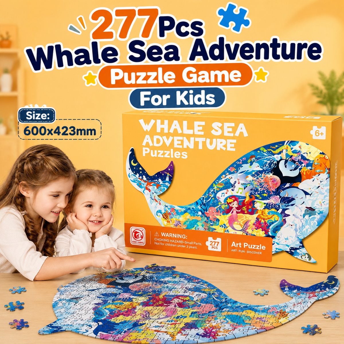 277 Pcs Whale Sea Adventure Shaped Jigsaw Puzzle for Kids (88635)
