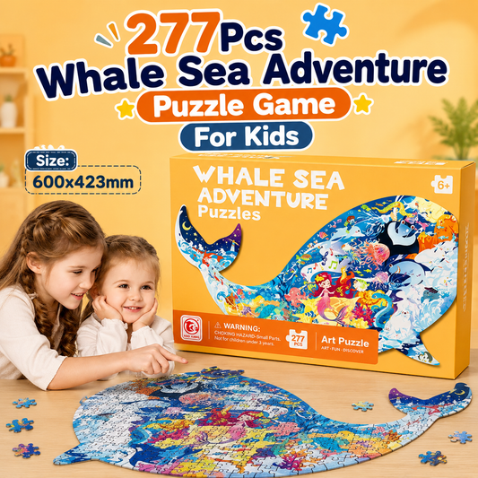 277 pieces whale sea adventure shaped educational jigsaw puzzle for kids ocean learning toy