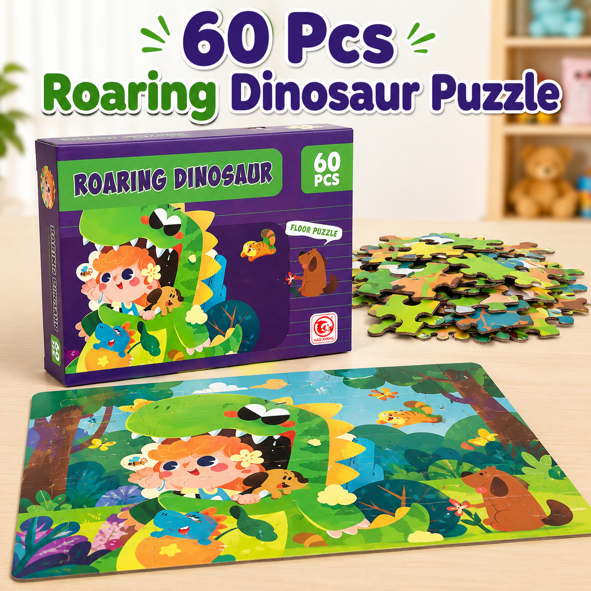 60 Pcs Roaring Dinosaur Puzzle for Kids (88732)