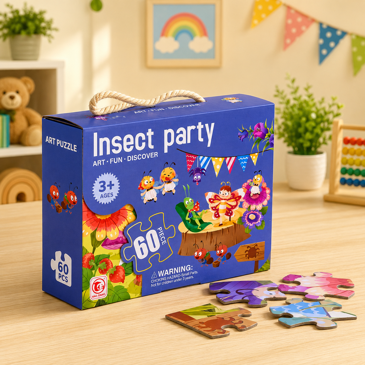 60 Pcs Insect Party Jigsaw Puzzle for Kids (88613)