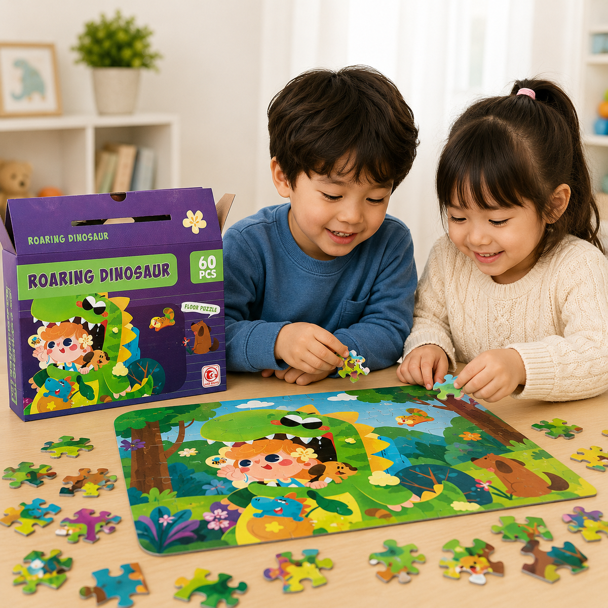 60 Pcs Roaring Dinosaur Puzzle for Kids (88732)