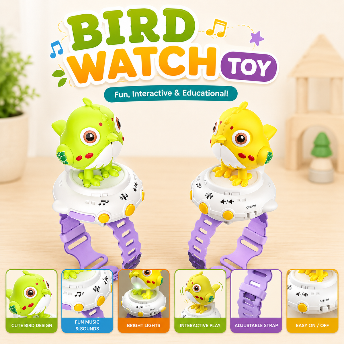 Kids Educational Voice Controlled Bird Watch Toy (Random Color | 027)