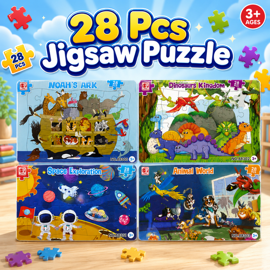 28 pcs Noah's Ark wooden jigsaw puzzle for kids educational learning board
