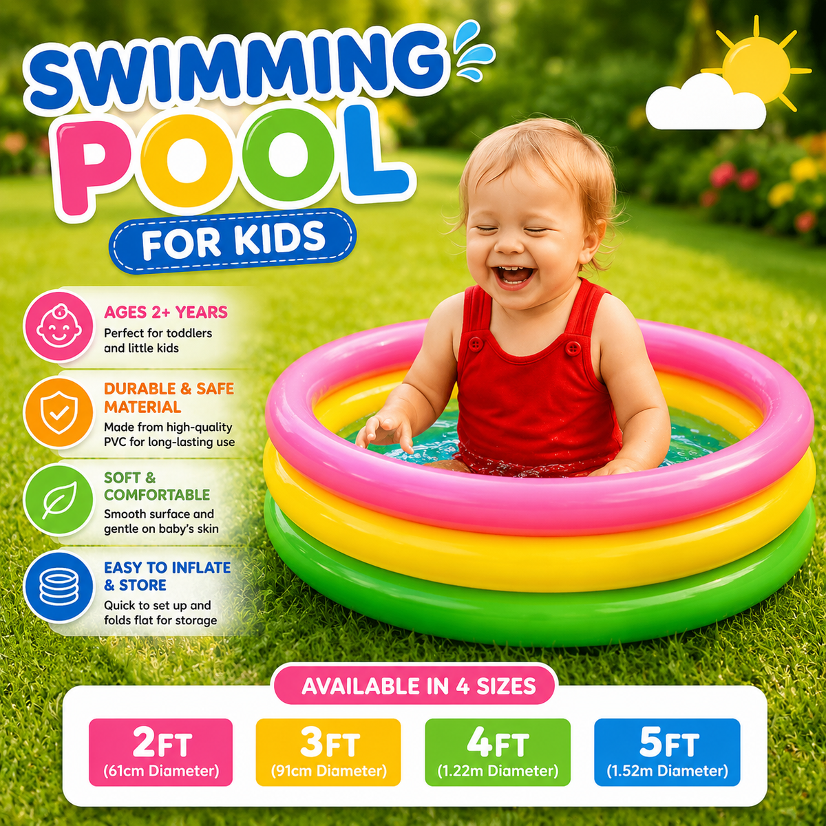 Intex Kids Swimming Pool – Durable Inflatable Pool for Children
