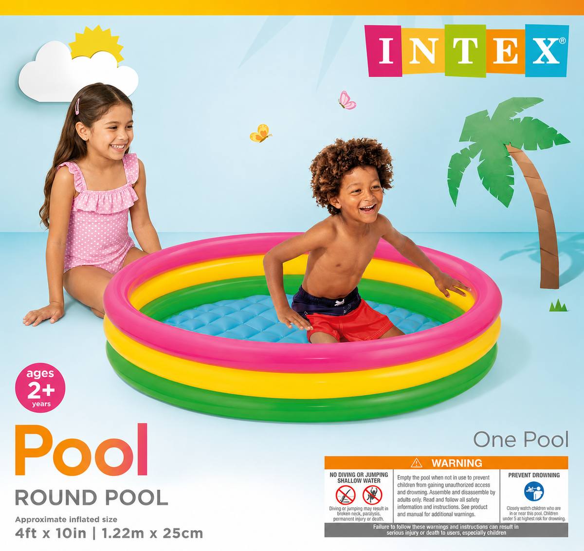 4 FT - Intex Rainbow Swimming Pool For Kids (57412)