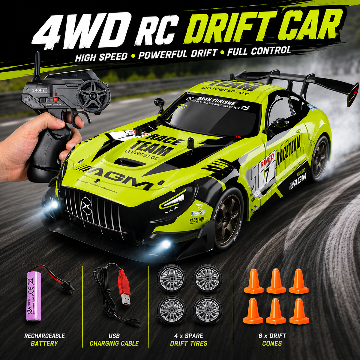 Mercedes-AMG GT3 Evo High Speed 4WD RC Drift Car (SQ2335-066A)