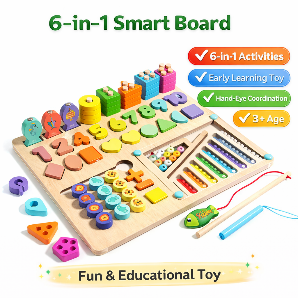 6-in-1 Montessori Wooden Smart Board (2025-44)