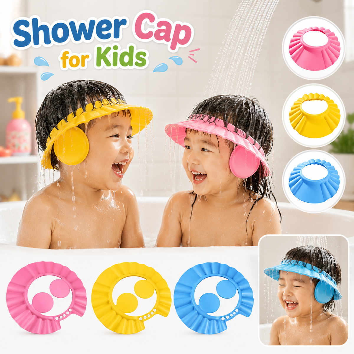 Safe Shampoo Shower Bathing Protect Soft Cap Hat for Babies & Kids (A070)