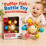 Spinning Puffer Fish Baby Rattle Teether Sensory Toy for Infants (RT603-7)