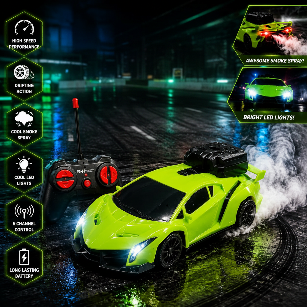 High Speed Remote Control Spray Car (Random Color | XJD575-68A)