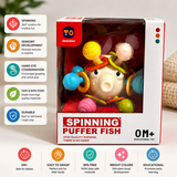 Spinning Puffer Fish Baby Rattle Teether Sensory Toy for Infants (RT603-7)