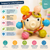 Spinning Puffer Fish Baby Rattle Teether Sensory Toy for Infants (RT603-7)