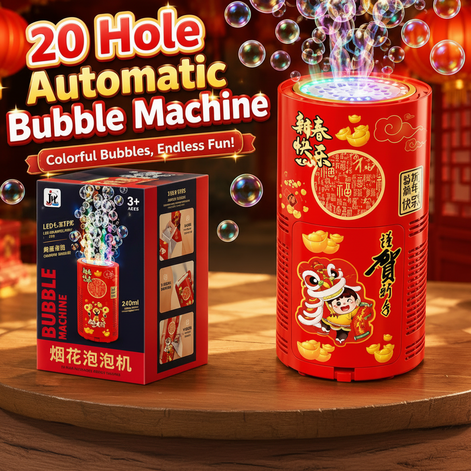 20 Hole Automatic Bubble Machine for Kids – LED Light Bubble Maker Toy (333-23)