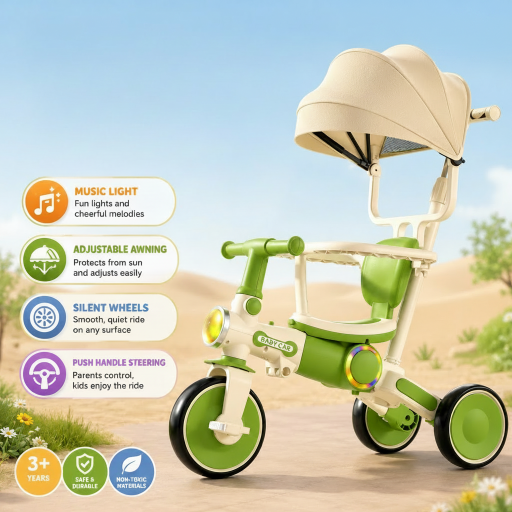 Multi-Functional Kids Tricycle Push Bicycle for Toddlers (1104)