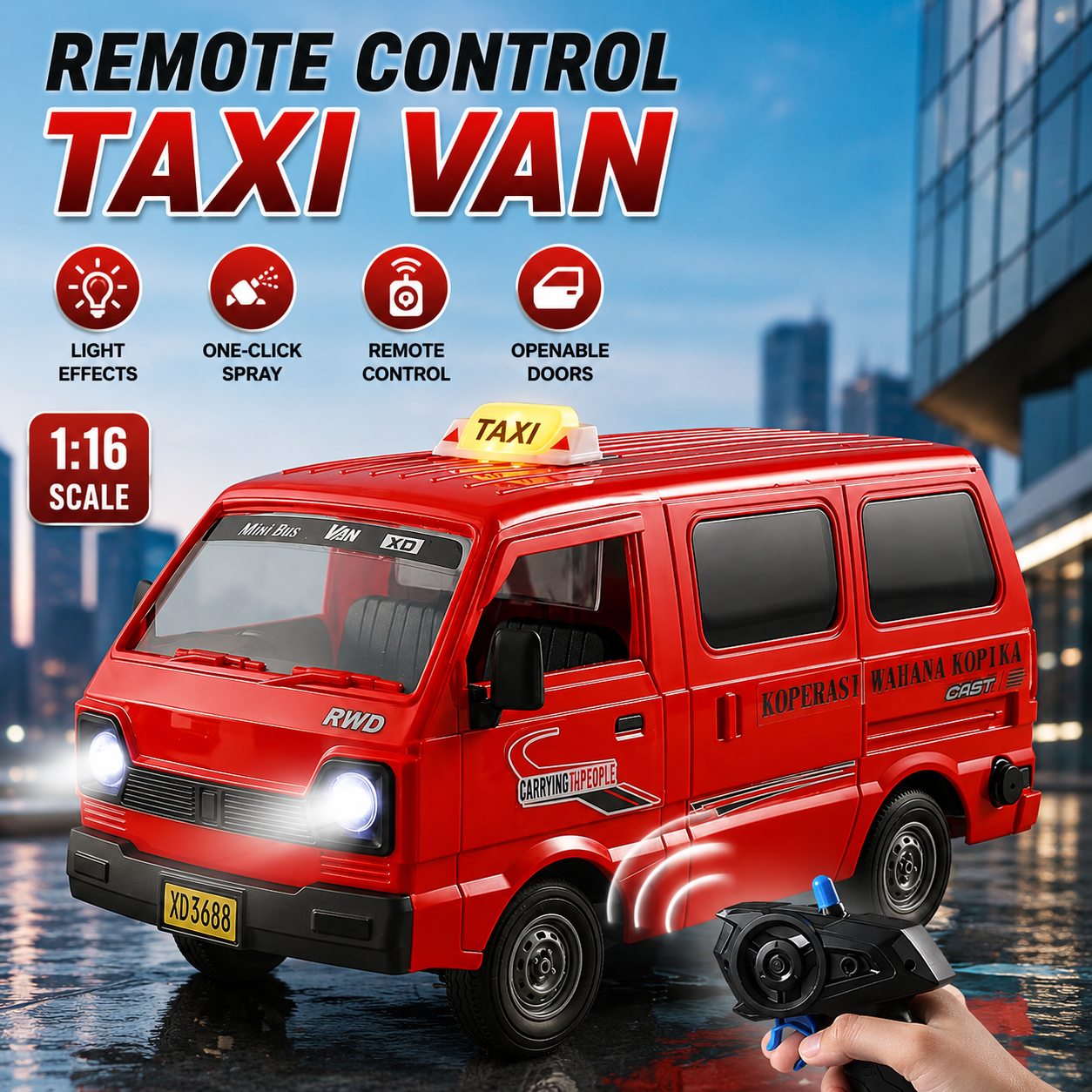 Remote Control Taxi Van for Kids (3688-G169A)