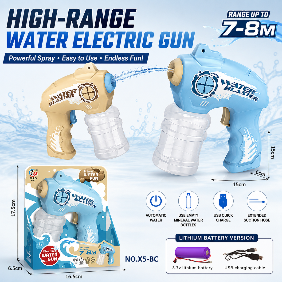 Kids Shooting High-Range Water Electric Gun (X5-BC)