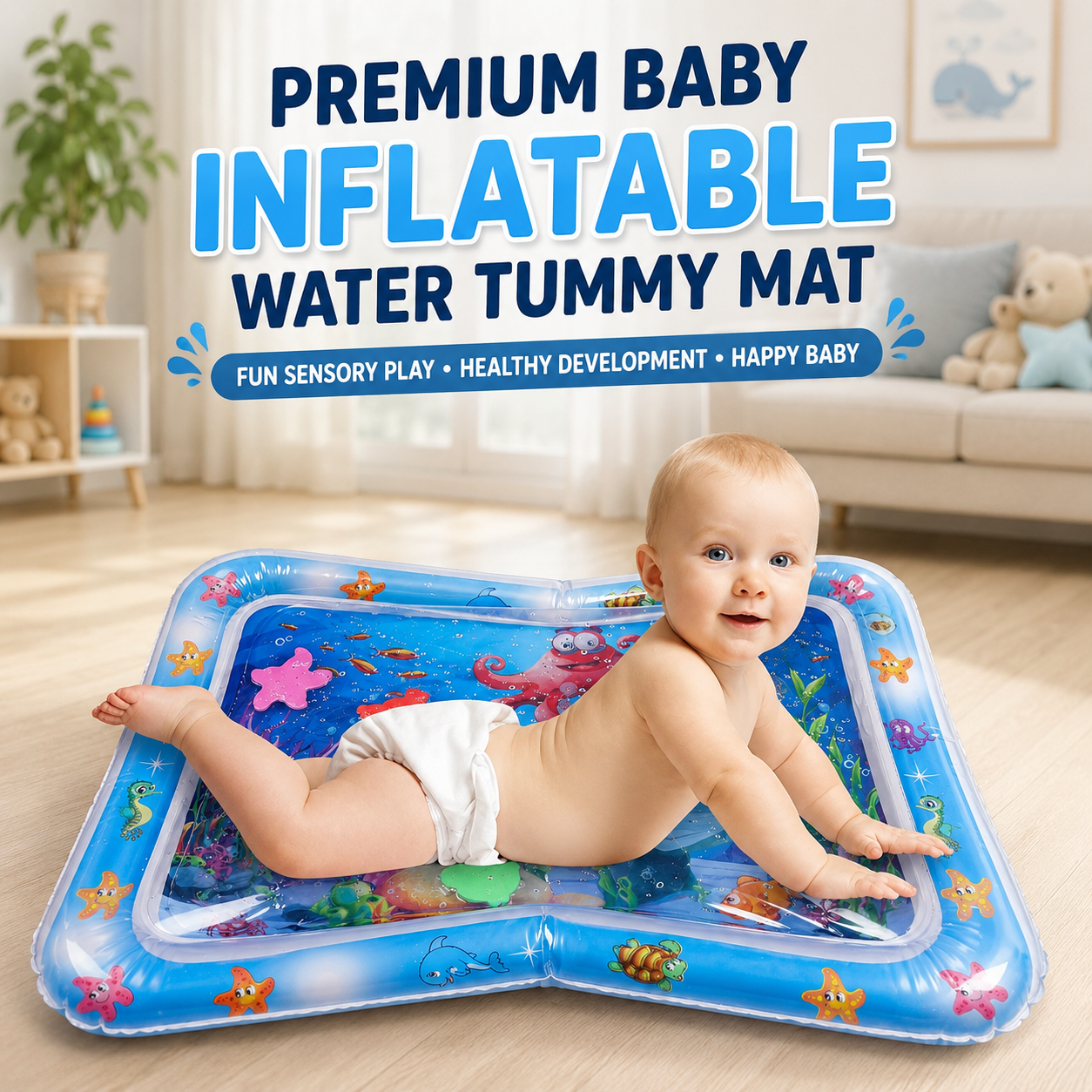 premium baby inflatable water tummy time sensory play mat Pakistan