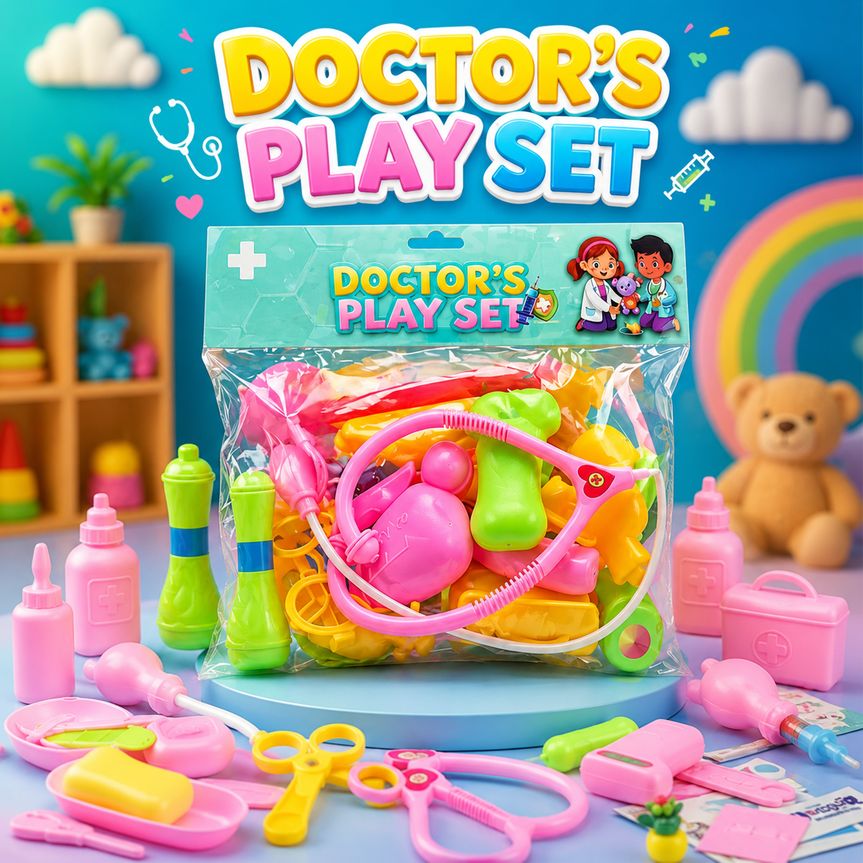 Doctor Play Set for Kids – Pretend Medical Kit Toy with Stethoscope (TM001-02L/001-02S)