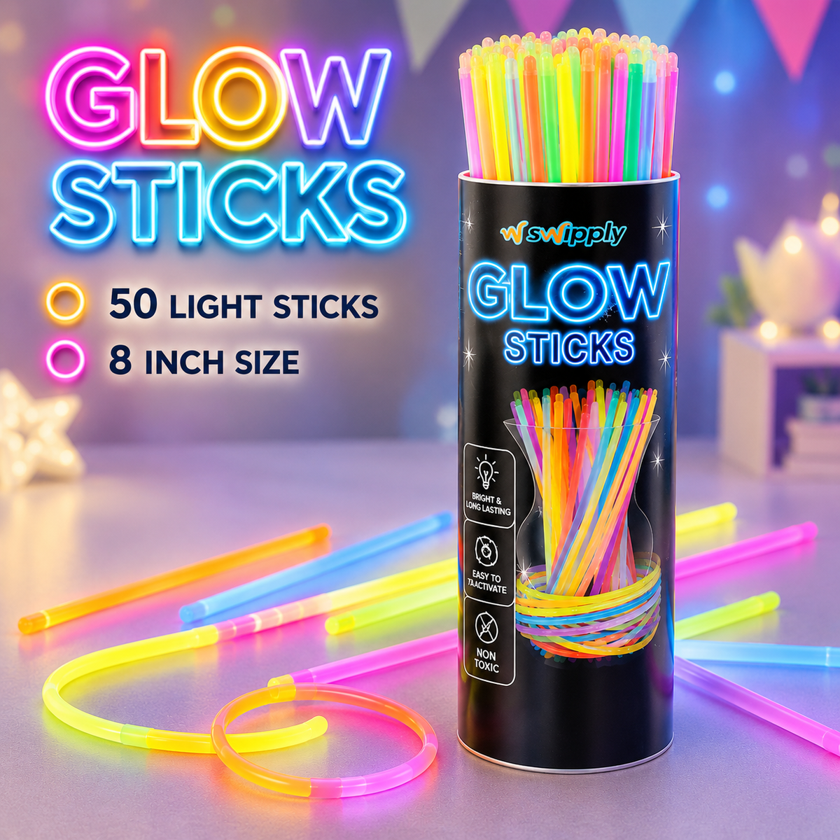 Colorful Glowing Straw Sticks 50 Pcs (GSS10)