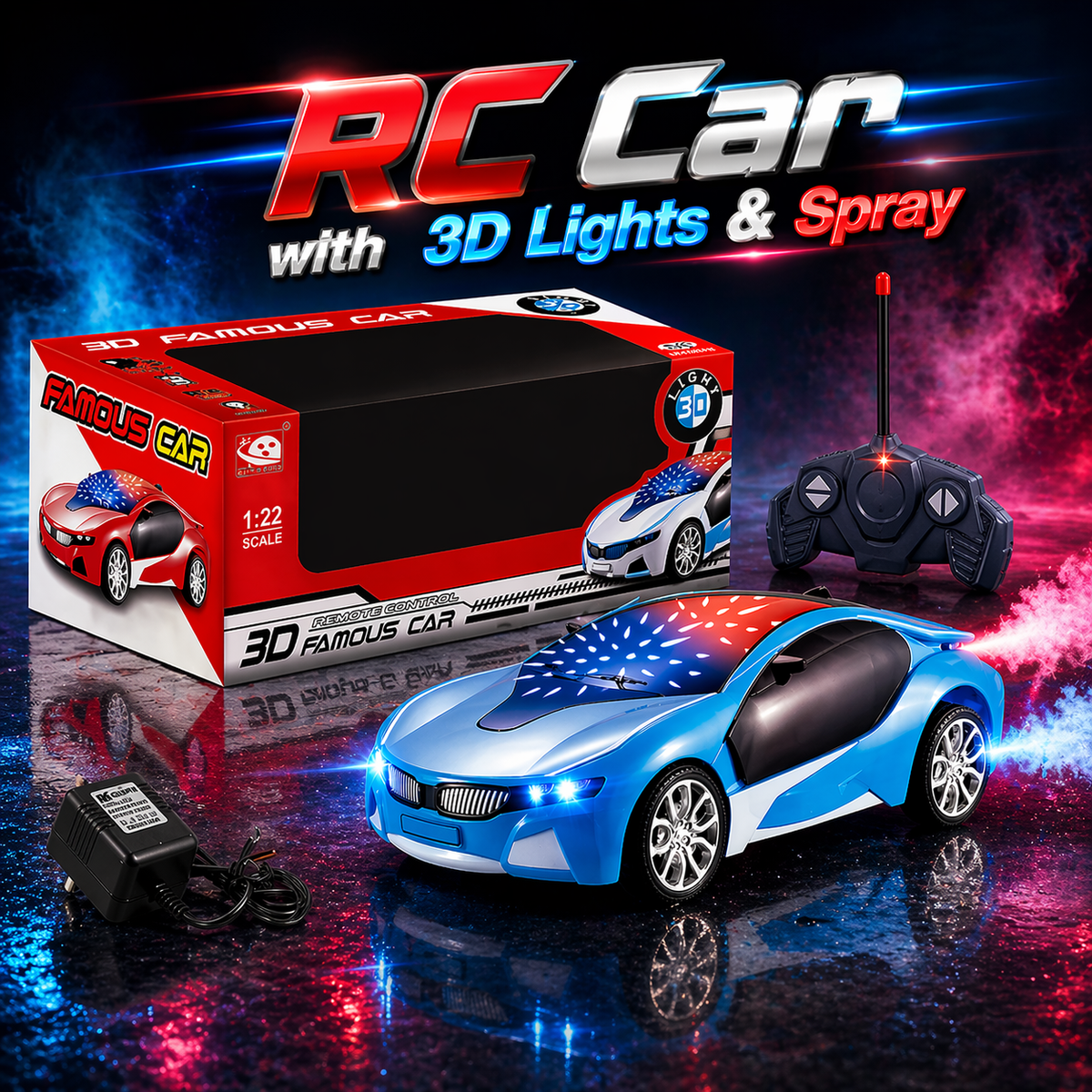 Rechargeable RC Famous Car with 3D Lights & Spray (6506CH)