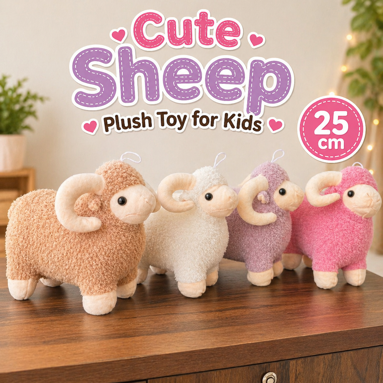 Cute Sheep Plush Toy for Kids | 25cm (Random Color)