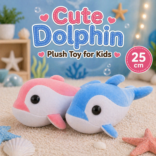 Cute Dolphin Plush Toy for Kids | 25cm (Random Color)