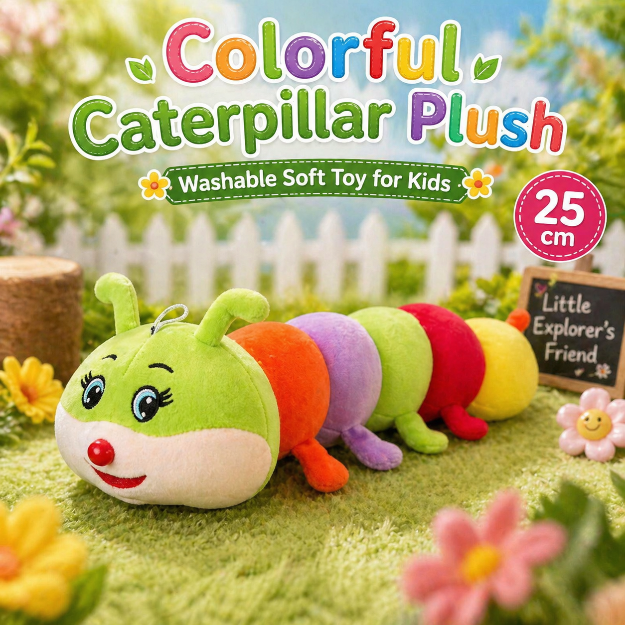 Colorful Caterpillar Plush washable Soft Toy for Kids | 25cm