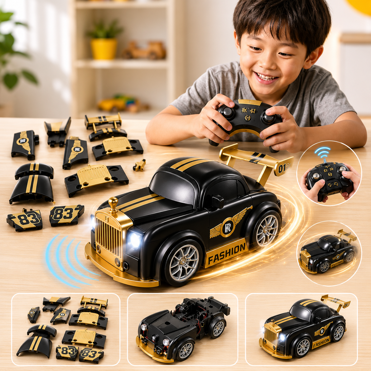 Remote Control Mini Drift Car Magnetic Transform RC Racing Car with Wireless Controller for Kids