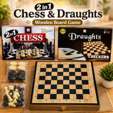 2 in 1 Chess & Draughts Wooden Board Game Set for Kids & Family (1258)