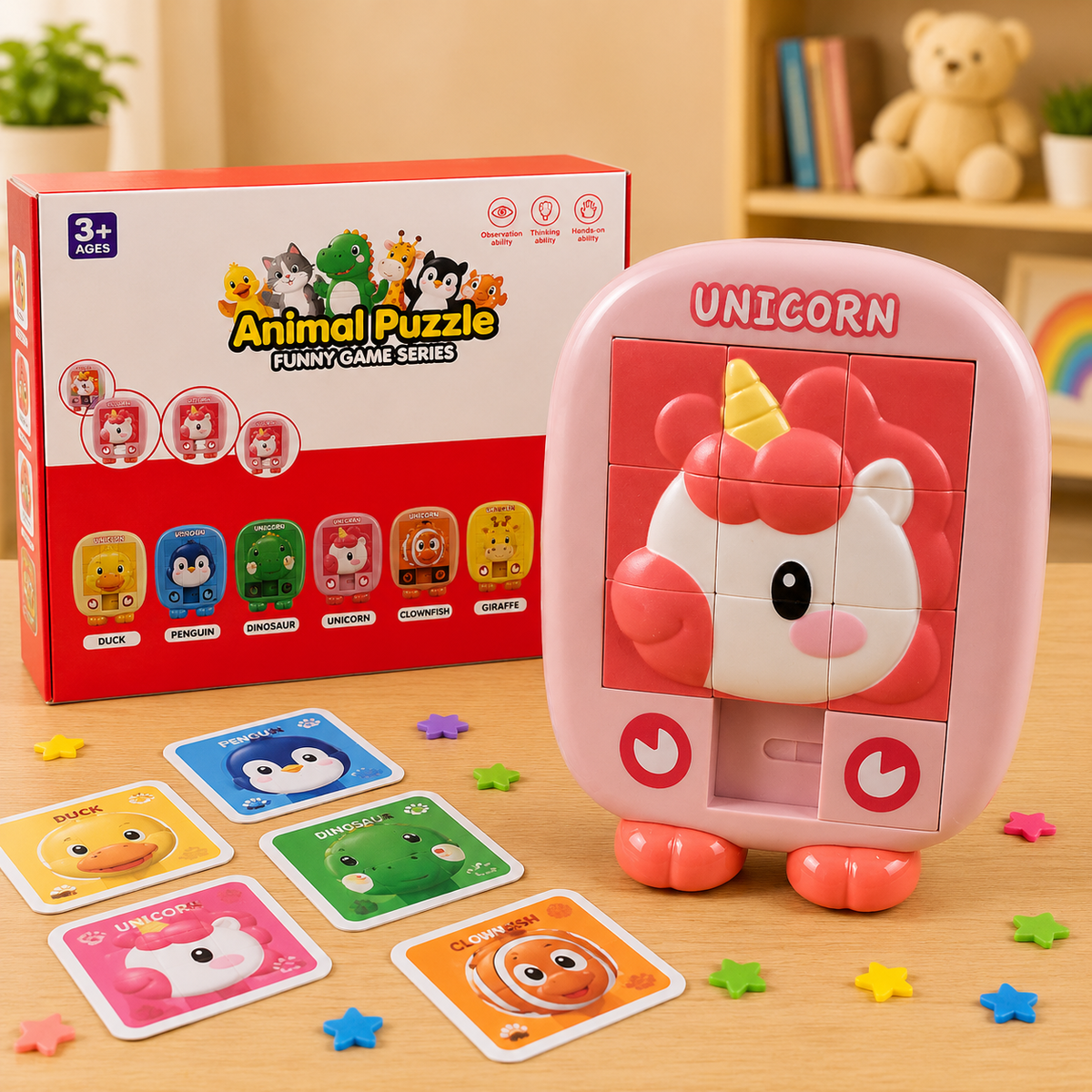 Animal Sliding Puzzle Board Game For Kids (Random Design | 761-14)