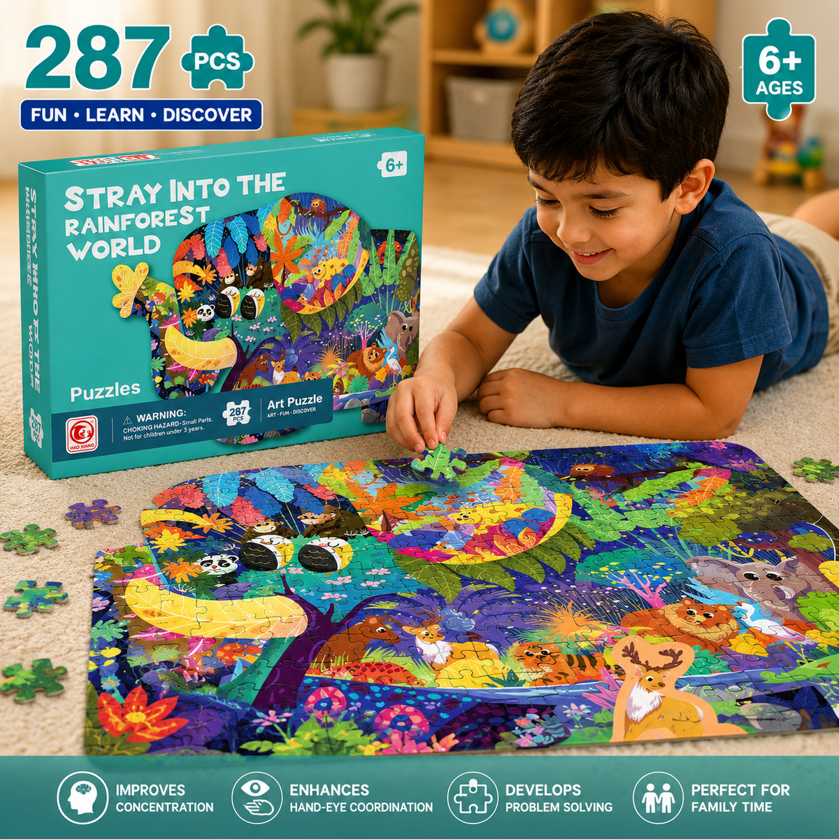 287 Pcs Animal Shaped Jigsaw Puzzle for Kids (Random | 8863)
