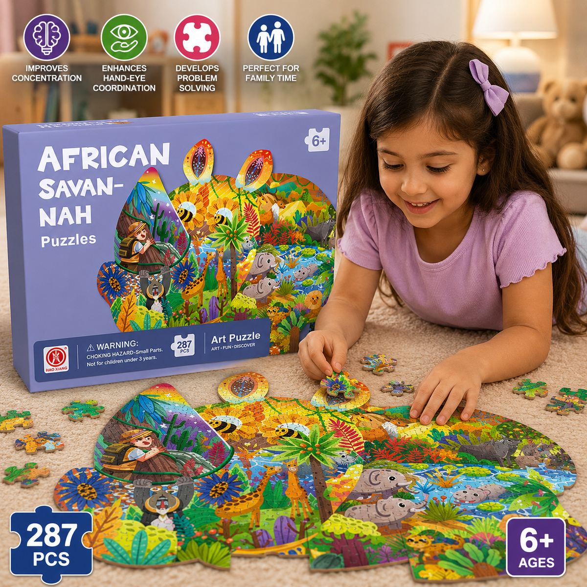 287 Pcs Animal Shaped Jigsaw Puzzle for Kids (Random | 8863)