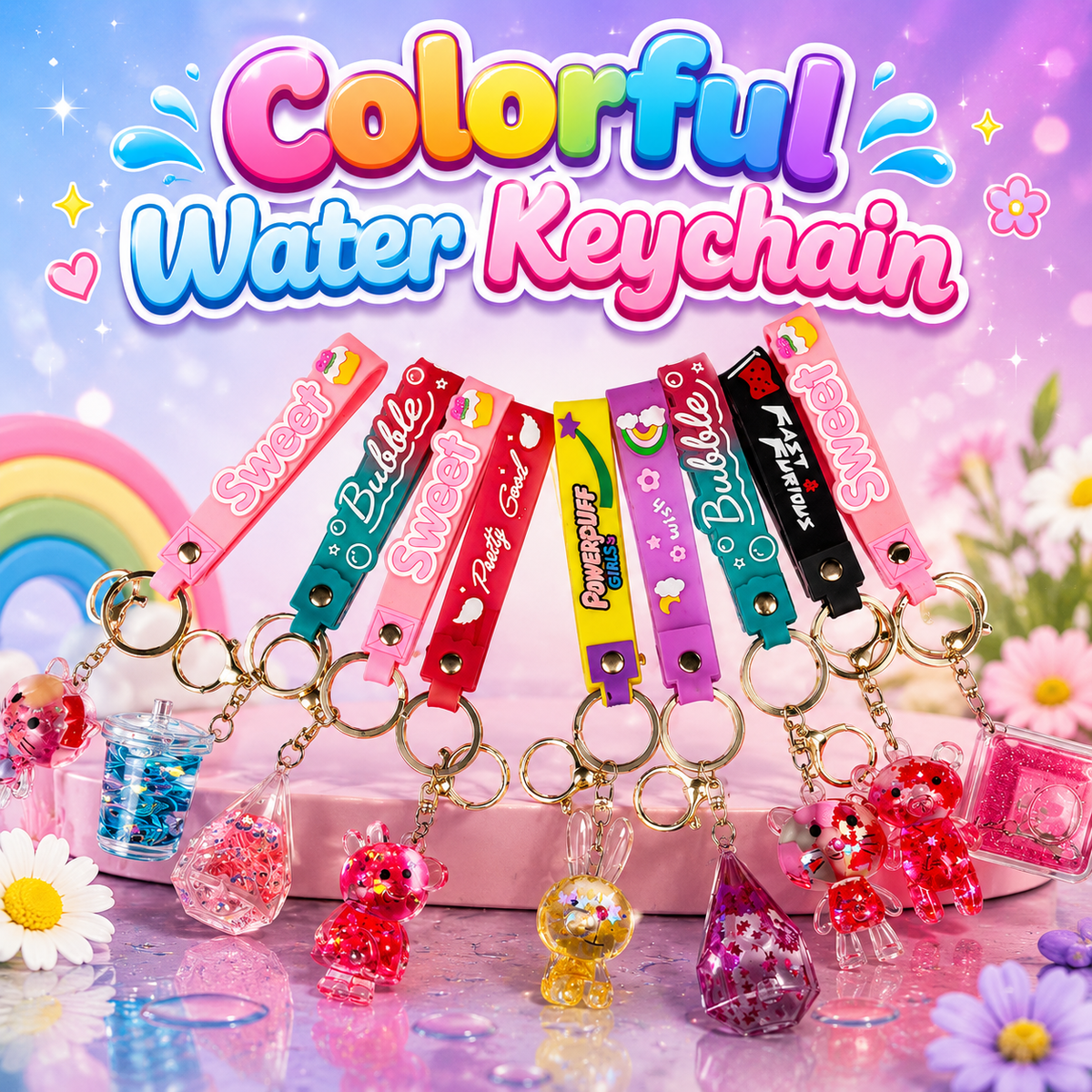 Colorful Water Keychain For Kids (Random Character | 7562)