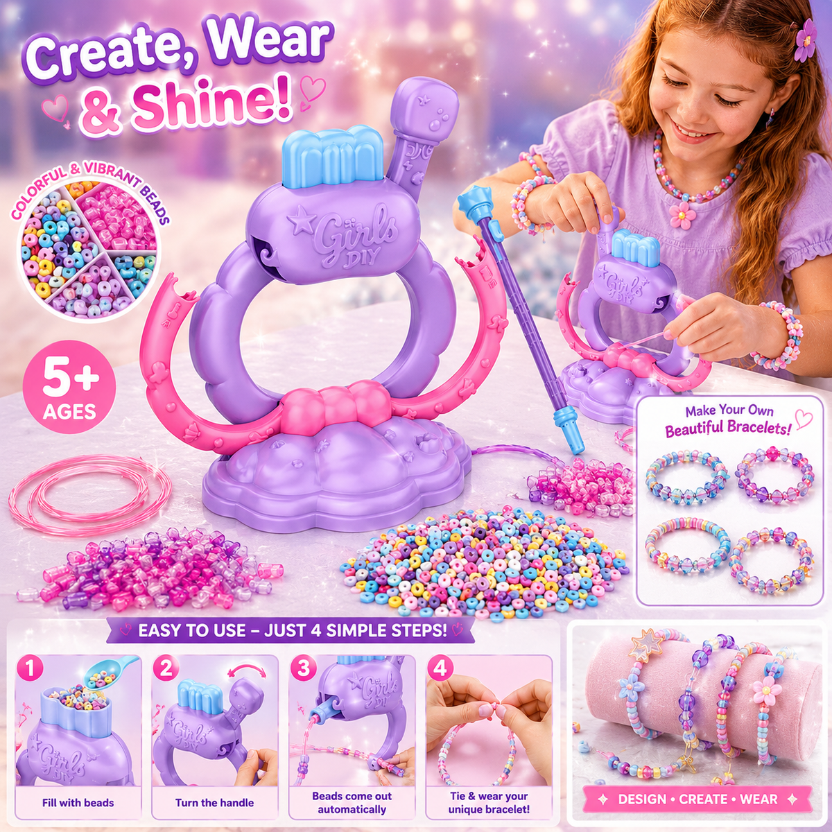DIY  Bracelet Making Machine Bead Kit for Kids (G-8802)