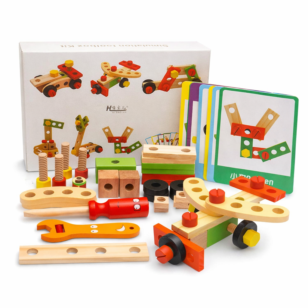 Wooden Tool Kit (29 PCS) – Kids Nut & Bolt Puzzle Educational Construction Toy (2025-38)