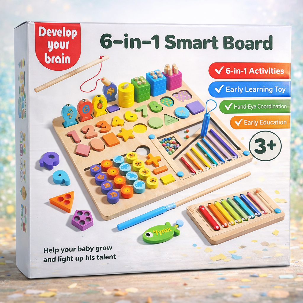 6-in-1 Montessori Wooden Smart Board (2025-44)