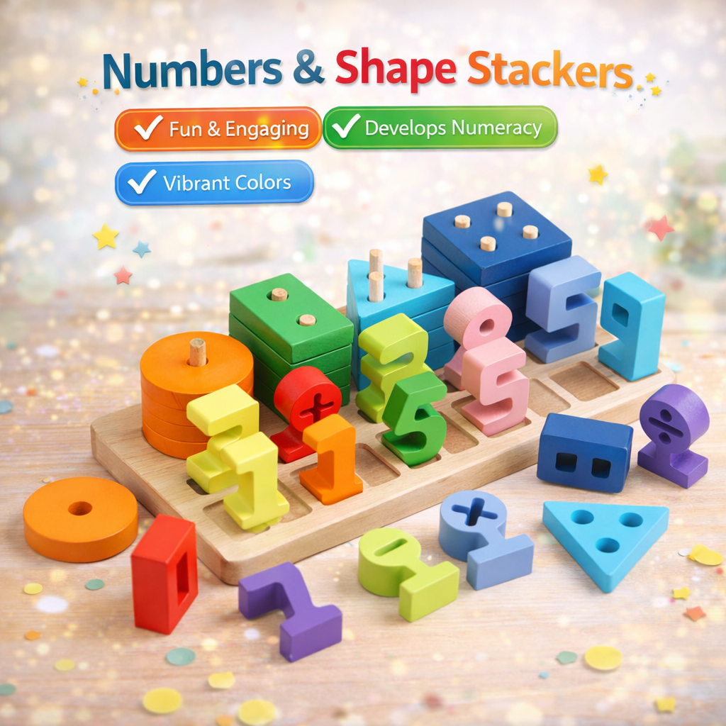 Wooden Number Board – Counting, Sorting & Stacking Learning Toy for Kids (2025-19)