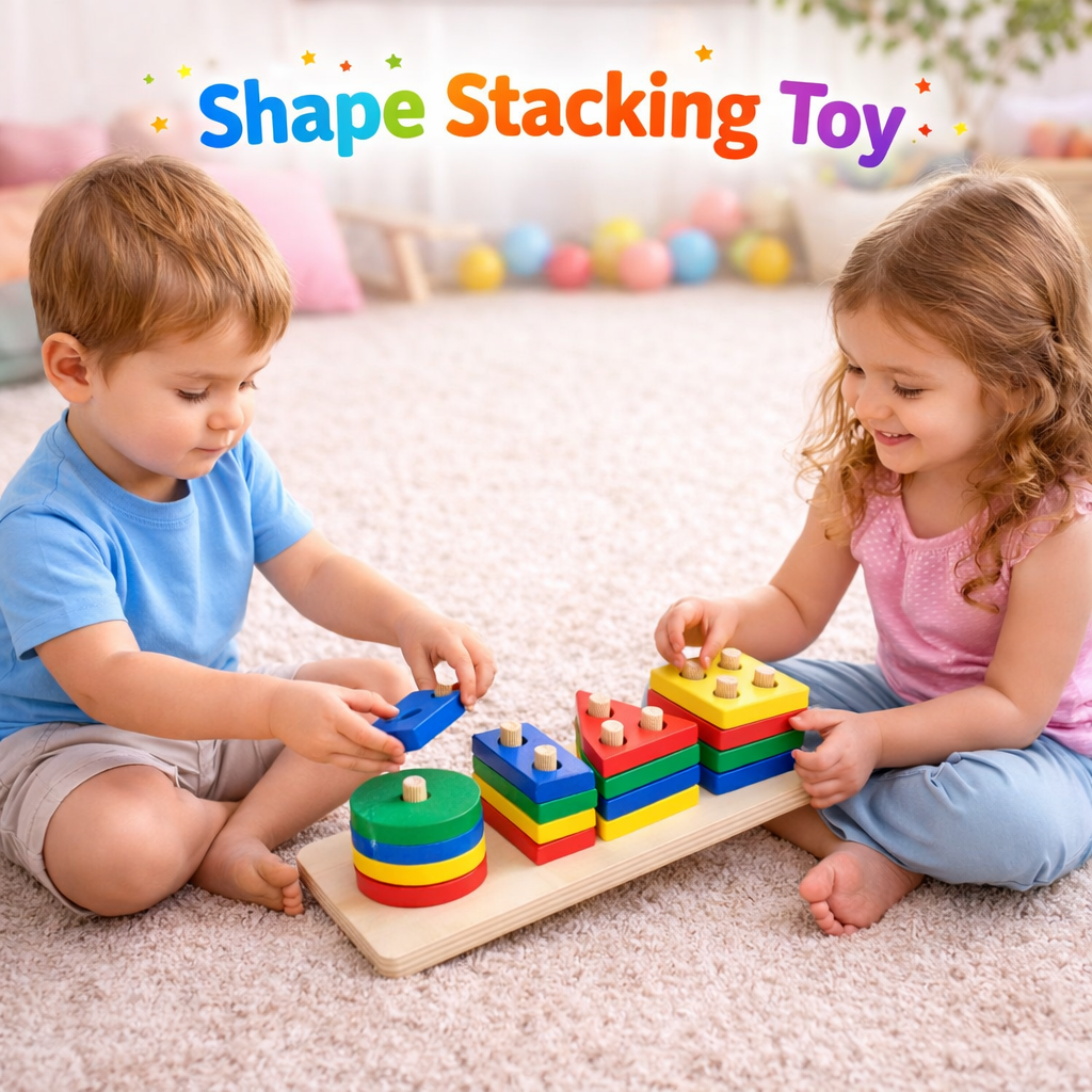 Wooden Geometric Shape Blocks For Kids - 4 Shapes (2025-57)