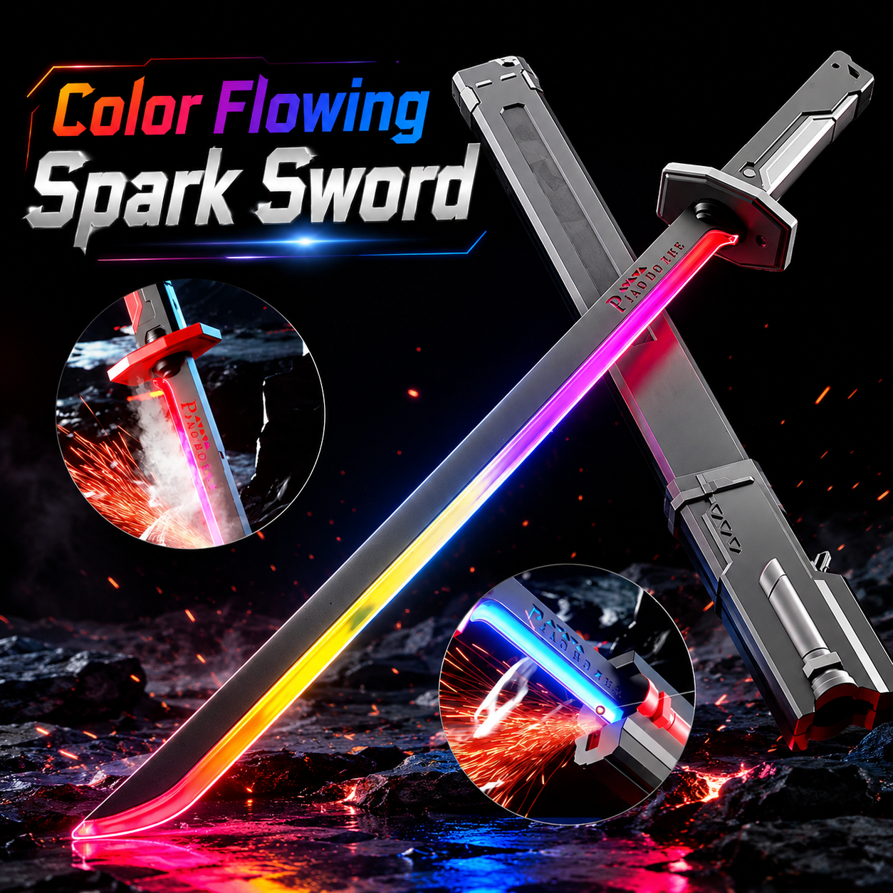 Color Flowing Spark Sword With Smoke (838-1)