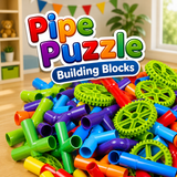 Colorful Creative Pipe Puzzle Building Blocks for Kids With Wheels (64 Pcs | 5117)